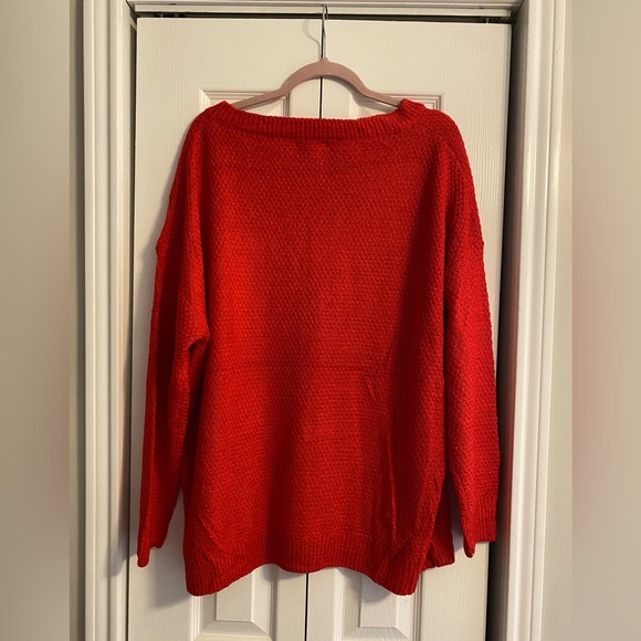 Red plus size knit sweater - Picture 2 of 3